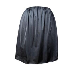Vintage women's 90's minimalism Black Scallop Slip‎ Skirt Large romantic goth